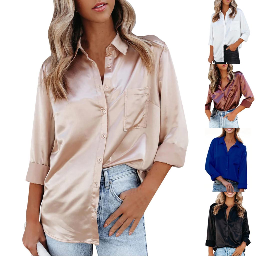 Women's Fashionable Lapel Single Breasted Long Sleeved Shirt Jacket