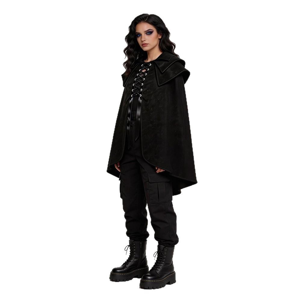 Gothic Costume Cloak For Cosplay With Polyester Fabric For Halloween Stage Performance