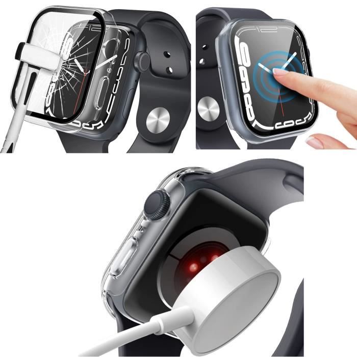 Case Compatible with Apple Watch 41mm Series 9 - Hard Protective Case Transparent Tempered Glass Screen Phonillico®