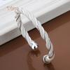 Diahy Damen-Armband, schlicht, silbrig, plattiert, gedreht, Manschettenarmband, offenes Armband, Schmuck, Geschenk, Acc