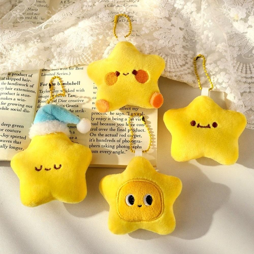 Cute Doll Stars Keychains Fluffy Couple Keychain Kawaii Star Plush Key Chain  Bag Accessories
