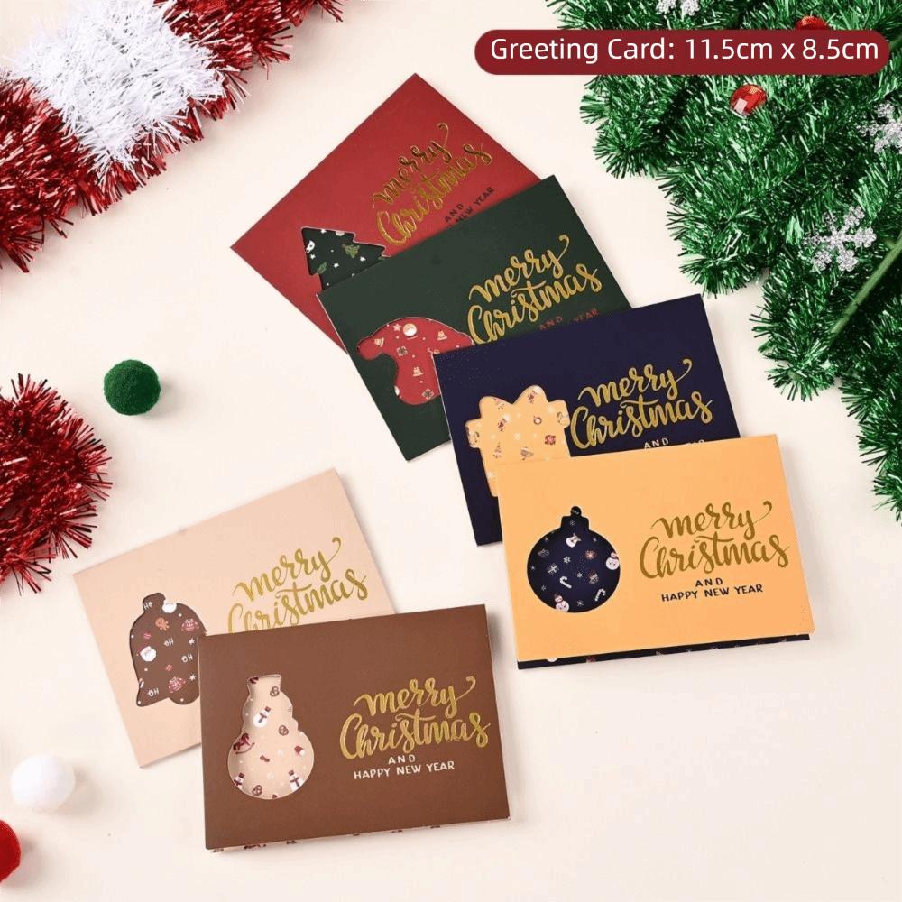 6Pcs Oil Painting Style Holiday Cards Sealing Stickers Postcard Gift Cards  New Year