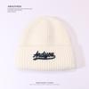 Autumn and Winter Wool Hat for Women's Letters Versatile Knitted Hat Korean Style Fashion Ear Protection Warm Hat Outdoor Student Pullover Hat
