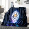 Leicester Football Club Wappen Flanelldecke, Weiches Polyester, Modernes Design, Ganzjahres für Camping, Reisen, Geschenke für Feiertage oder Geburtstage