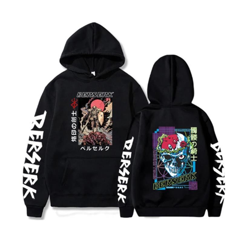 Anime Berserk Guts Graphic Print Hooded Men Women Hoodies Vintage Manga Sweatshirt Harajuku Unisex Long Sleeve Streetwear Tops