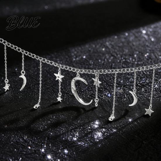 Moon And Star Pendant Charms Necklace Boho Tassel Chain Choker