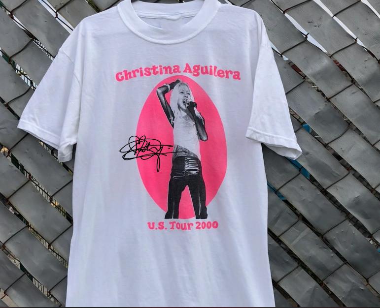 Camiseta Vintage Live US TOUR 2000 Christina Aguilera Blanca Unisex S-4XL