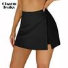 CHARMLEAKS Swim Skirts Women Tummy Control Split Swimsuit Skirt Built In Swim Shorts High Waist Bathing Suit Bottoms
