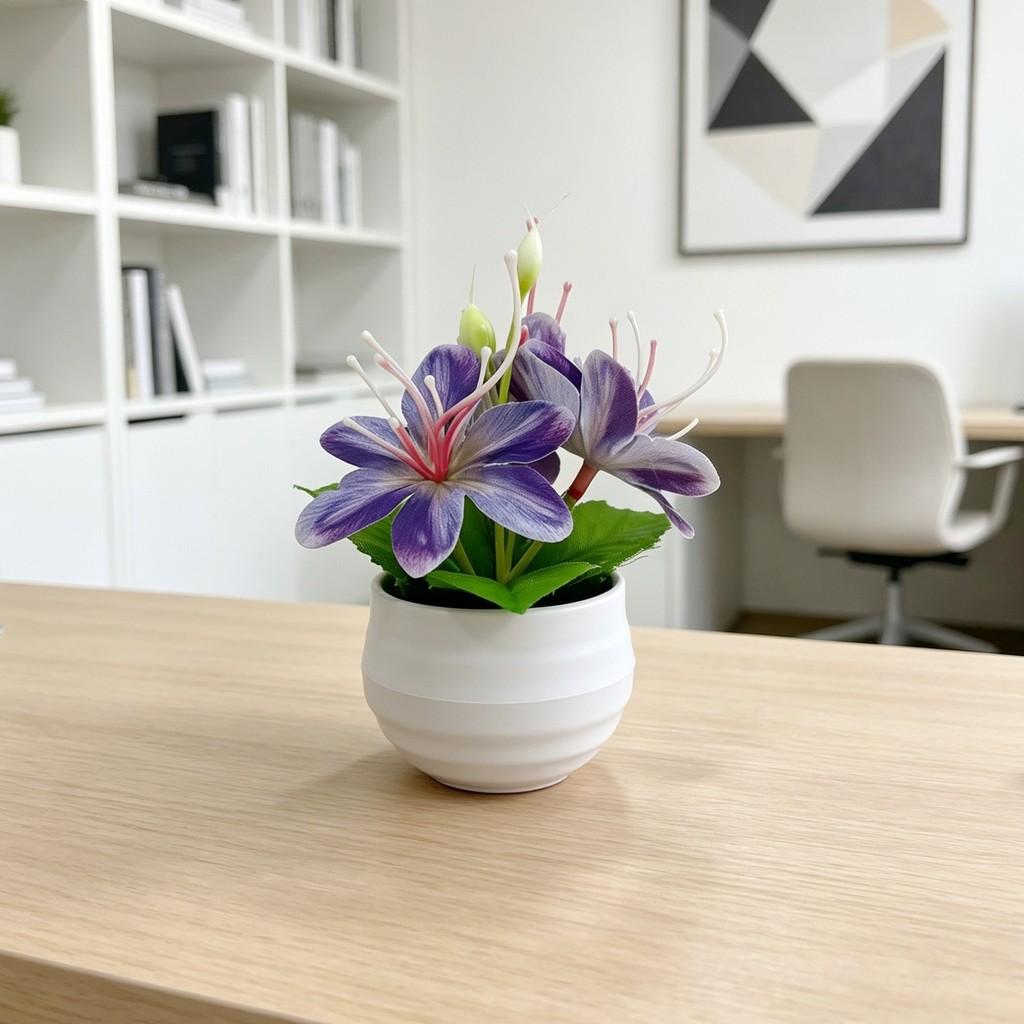 Mini Artificial Jasmine Bonsai Plant With Soft Plastic Leaves For Home Decor And Photography Props