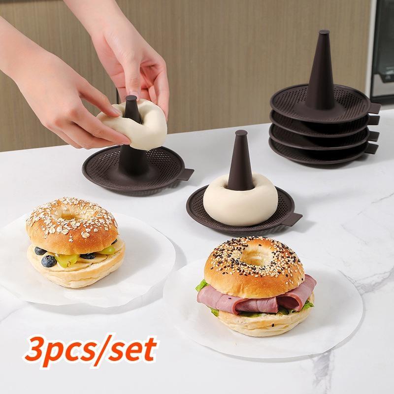 Juego de 3 piezas Herramienta para hornear Pan Donut Molde de silicona Hornear Pastel Mousse Pudín Molde