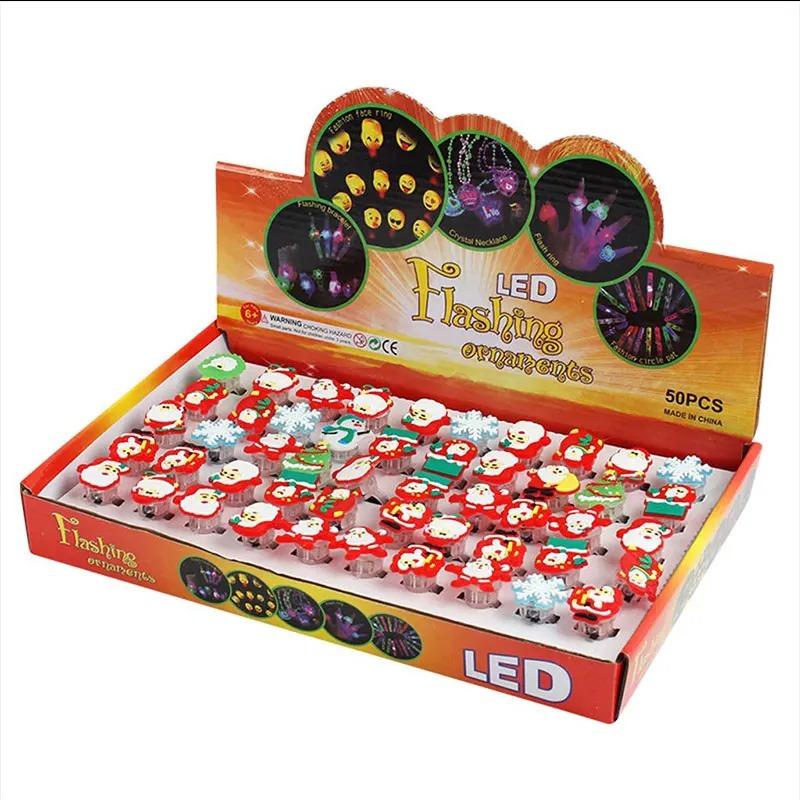 1/50/100PCS Christmas LED Ring Luminous Flash Finger Rings Light-Up Magic Rings Christmas Party Favors Glow Up Rings Xmas Gifts