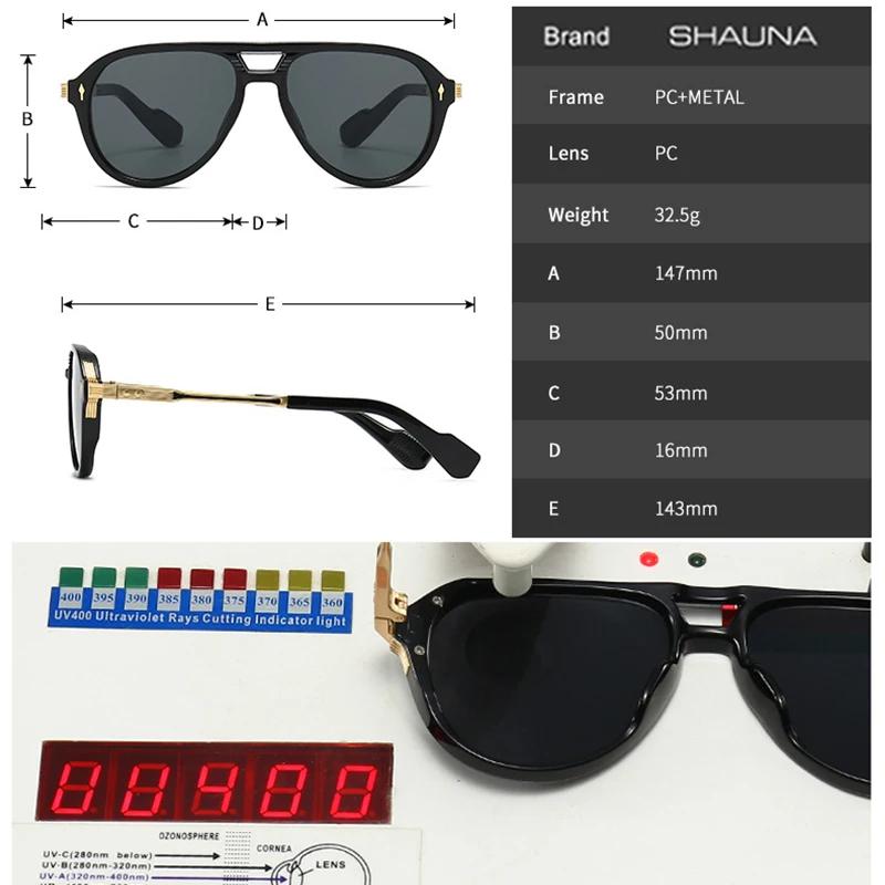 SHAUNA Retro Double Bridges Pilot Men Sunglasses Fashion Shades UV400 Trending Rivets Women Luxury Sun Glasses