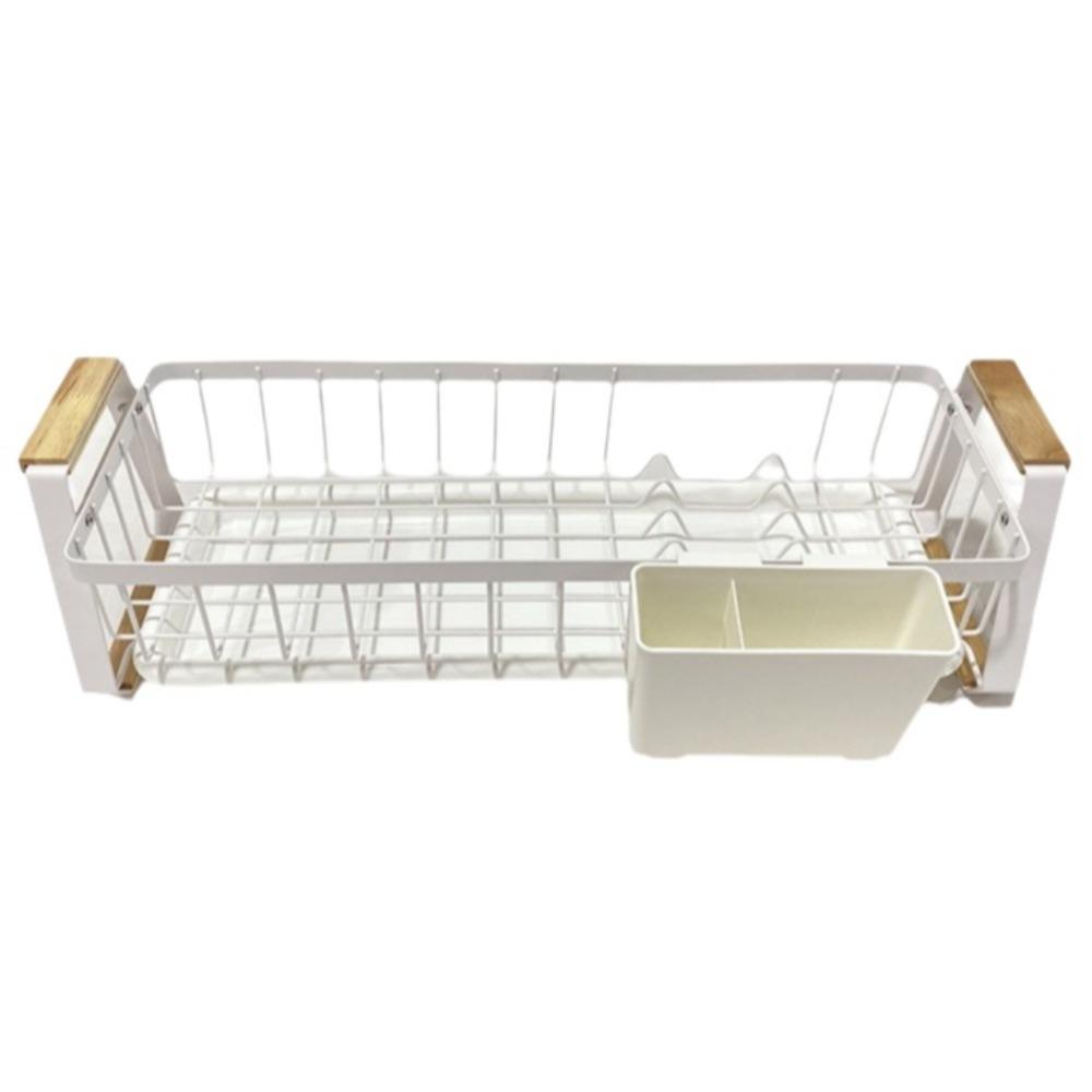 Detachable Kitchen Dish Rack Wooden Handle Metal Frame Kitchen Organizer Large Capacity Dish Drainer Dish Drying Drain Rack