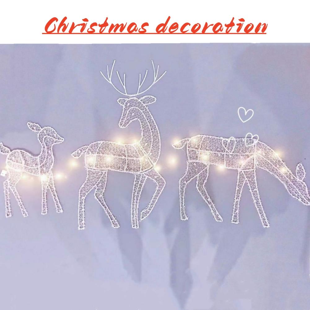 Luz Decorativa Navideña Familia de Ciervos 3 Piezas Exterior Impermeable Adornos de Renos Para Jardín Patio Fiesta Decoración