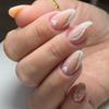 24Pcs/Set Quick Nails Short French White Edge Gold Powder Heart False Nials Sticker Wearable Waterproof Manicure Finished Nails