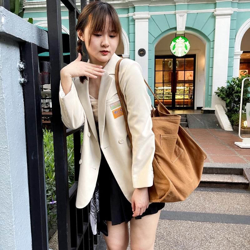 Solid Color All-in-one Women's Bag Canvas Bag Single Shoulder Large Capacity Shopping Bag Single Shoulder Bag