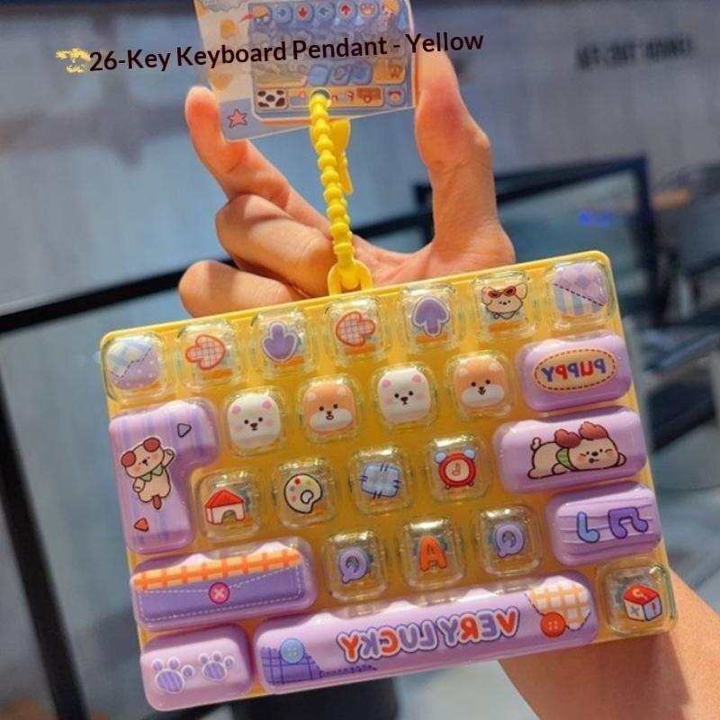 Candy Color 26 Keys Keycap Clicker Keychain Mini Stress Relief Fidget Toy Lovely Bag Pendant for Kids Birthday Gift