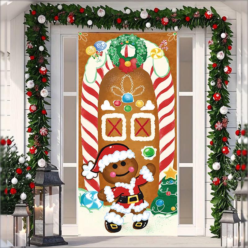 Kerst Deur Wandkleed van Stretchstof - Achtergrond voor Cadeau van Kerstman voor Vakantiefeesten