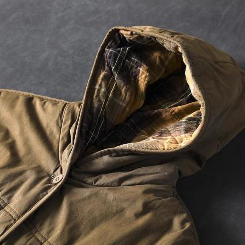 Women Vintage Hooded Parkas Button Coats Winter Long Sleeve Pockets Warm Arkas