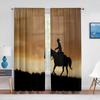 Western Cowboy Cowboy auf Pferd Reiten Transparente Voile-Vorhänge für Wohnzimmer Schlafzimmer Küche Fenster Chiffon Tüll Vorhang Dekoration