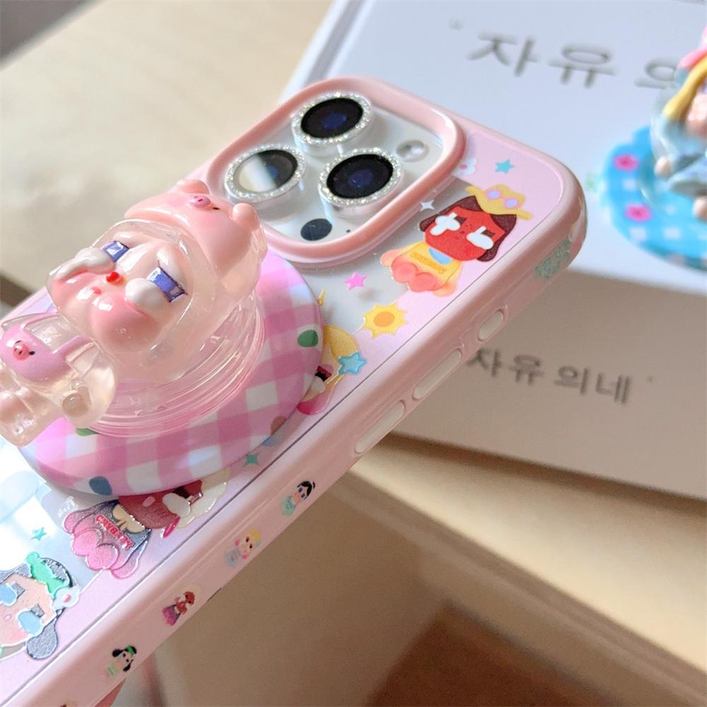 Korean Cute Cherry Girl Magnetic Stand Phone Case, Suitable for iPhone 16 Pro 15 13 14 Pro Max, with Stand, Suitable for Magsafe