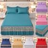 Gonna da letto in pizzo Copriletto di lusso per principessa ragazza Queen King Size Lenzuola con angoli a molle Coprimaterasso Biancheria da letto retrò con gonna