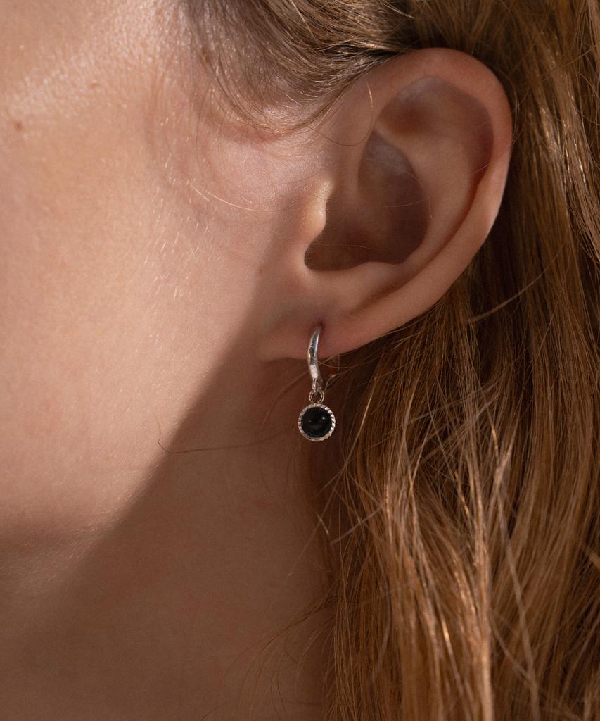 Jnui Onyx Drop Earrings Silver