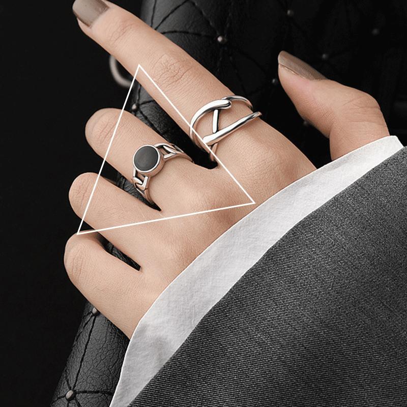 925 Silver Rings New Party Jewelry Vintage Charm Double Layer Geometric Nail Design Accessories Gift Dropship
