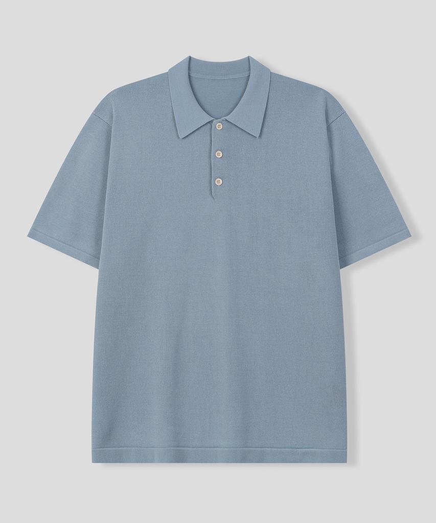 BLACK MOMENT Rayon Blended Knit Polo Shirt [Sky Blue]