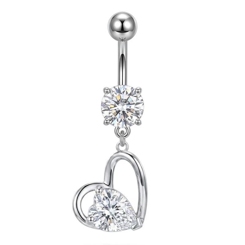 1Pcs Surgical Steel Belly Button Rings With Sparkly Cubic Zirconia Lovely Dangle For Daily Wear Beach Party Piercing Jewelry