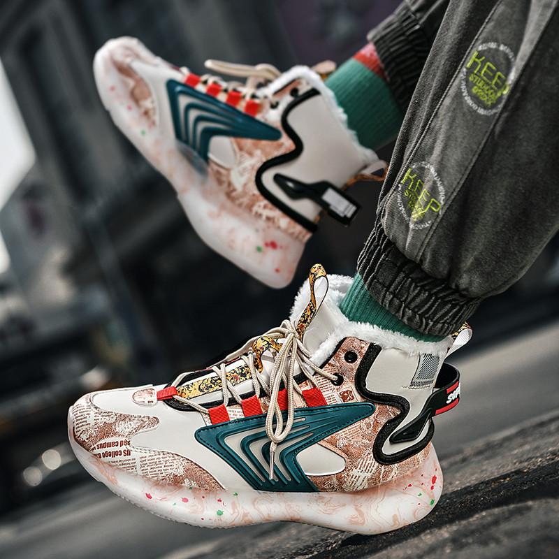 TUINANLE Chaussures décontractées pour hommes Baskets d'hiver Chaussures de sport d'extérieur à plateforme
