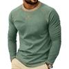 Mens Casual Contrast Stitching Crew Neck Long Sleeve T Shirt
