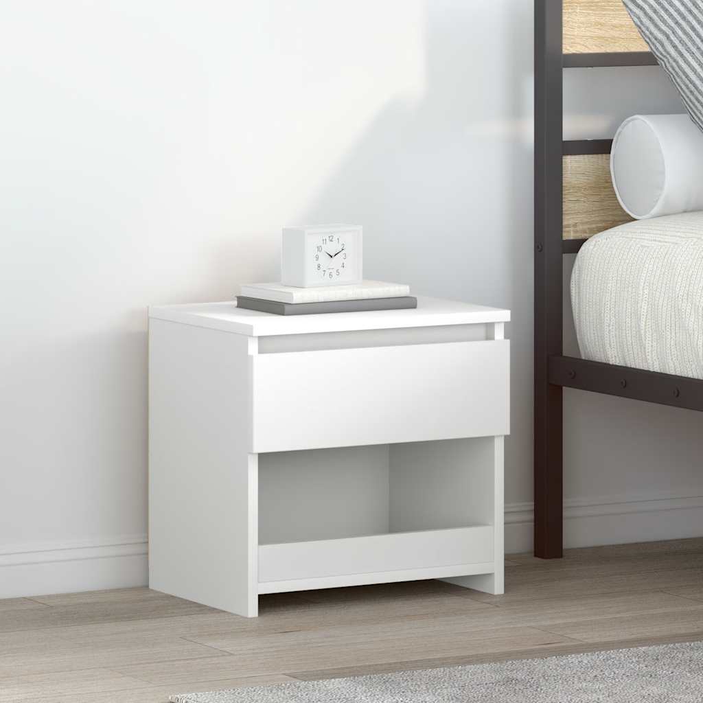 Nightstand White 40 X 30 X 39 Cm Engineered Wood