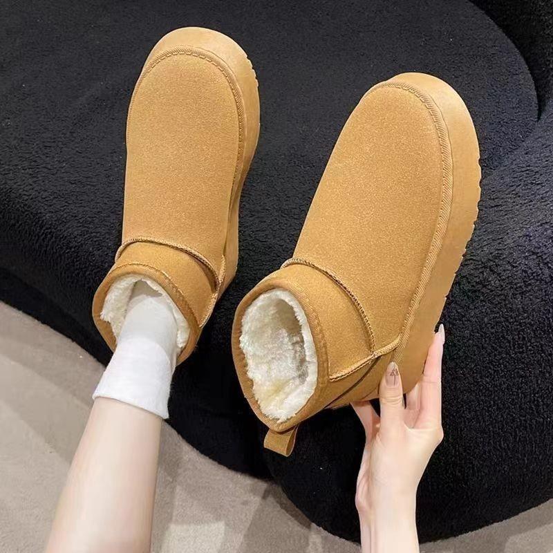 Neue Schneestiefel mit dicker Sohle für Damen, Fleece und verdickte warme Brotschuhe, Baumwollschuhe für Damen