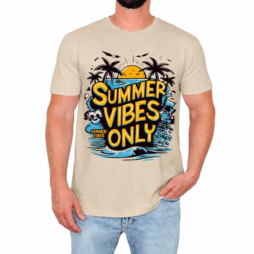 Summer Vibes Only Mens T-Shirt Tropical Beach Graphic Retro Gift For Him
