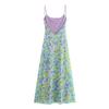 Autumn European and American Women's Clothing Silk Screen Printing Suspender Dress