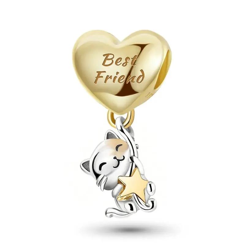 Copper Animal Dumbbell Cute Pink Dog Charm Bead Charms Bead Charms Compatible With Diy Bracelets Bangle Making Gift Of High Quality Jewellery