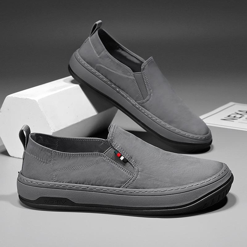 Fashion 2025 Men's Slip-On Canvas Sneakers Summer Bamboo Fiber Breathable Lightweight Driving Comfort Casual Trendy Versatile Footwear