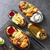 304 Stainless Steel Snack Plate French Fries Oval Plate Household Creative Simple Dip Tray Western Food Dumplings Seasoning Disc