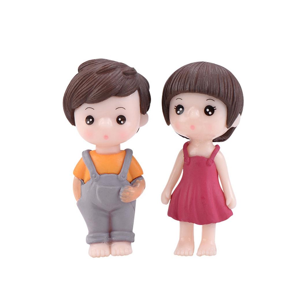 Dollhouse Fairy Garden Mini Couples Figurine Little Lovers Miniature Boy Girl Ornament Doll Craft