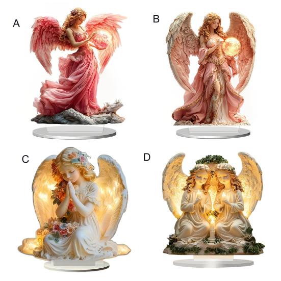 Prayer Angel Table Sign 2D Flat Acrylic Angel Desktop Ornament for Tabletop Shelf Entryway Christmas Home Garden Patio Decor