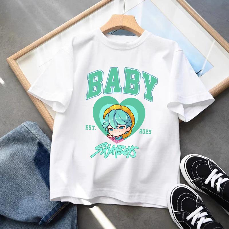Kpop Demon Hunters Barnkläder Kortärmad T-shirt Söt K-pop Demon Hunters Tiger Harajuku T-shirt för Pojkar Flickor