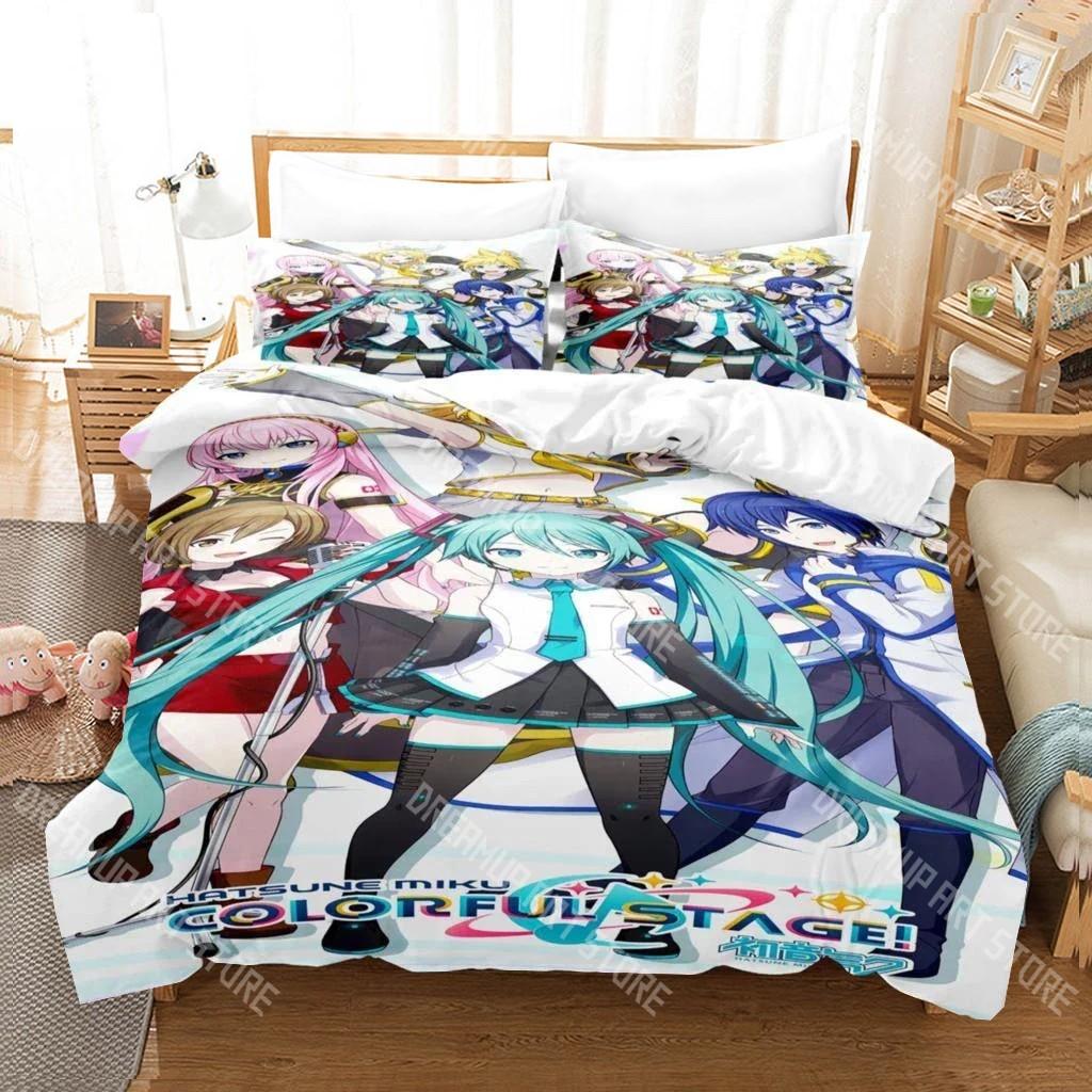 Anime Lányok Hatsune Miku Gyenge Hang Paplanhuzat Készlet HD Paplanhuzat Gyerekeknek Ágynemű Készletek Ágynemű Hálószoba Dekoráció