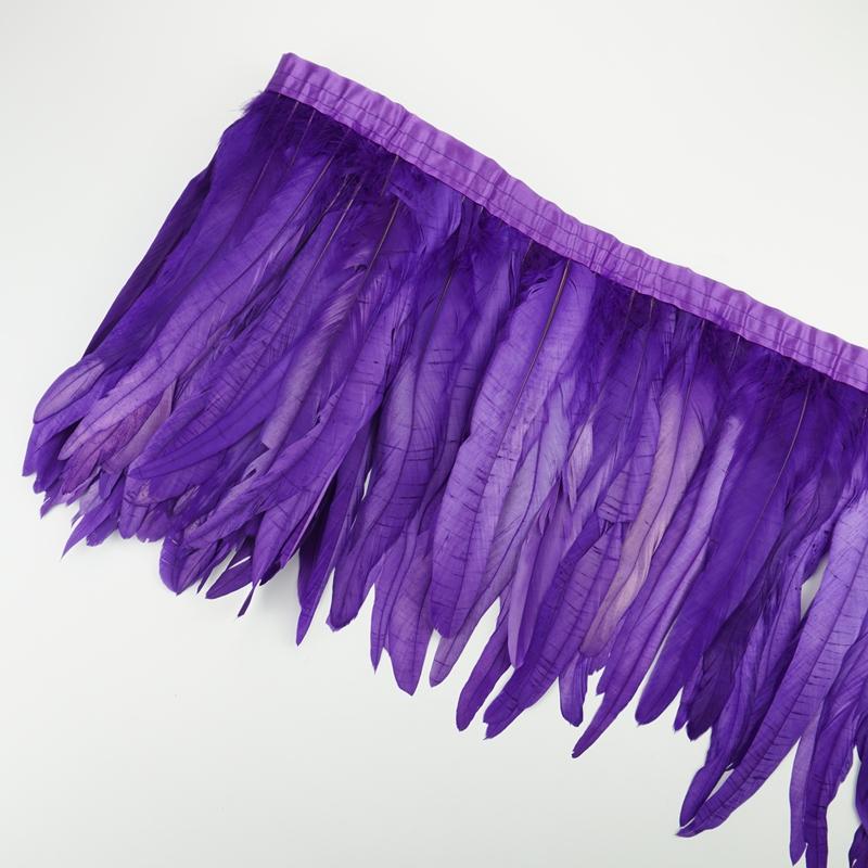 2Meters Rooster Feathers on Tape Trim Tassel Fringe Ribbon White Black Cock Pheasant Chicken Feather Costume Clothing Decoration