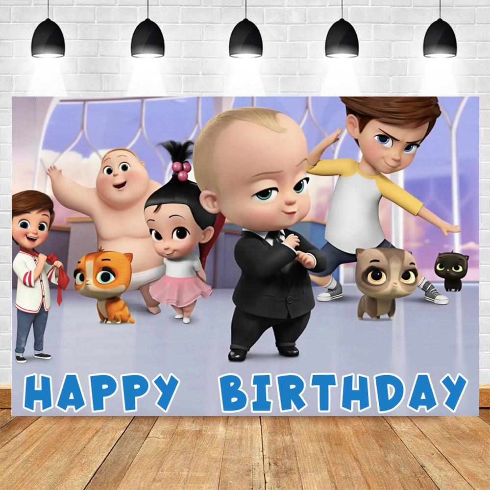 Boss Baby Motto Hintergrund Mädchen Junge Geburtstagsparty Kinderzimmer Dekoration Fotografie Hintergrund Benutzerdefinierter Name Poster Banner