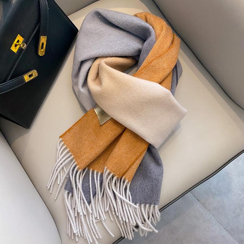 Farbverlauf reine Wolle Schal Damen High-End Geschenk Geschenk Winter Neu Warm Kaschmirschal