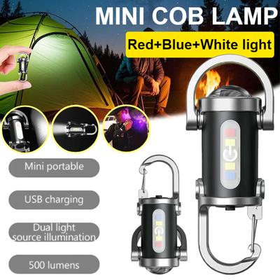 USB Rechargeable Keychain Flashlights EDC COB Work Light Torch Ultra Bright Mini Portable Lantern for Camping Walking