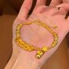 Brushed Finish Coin Pendant Bracelet Gold Color Gourd Bracelet Chinese Style Bracelet  For Women