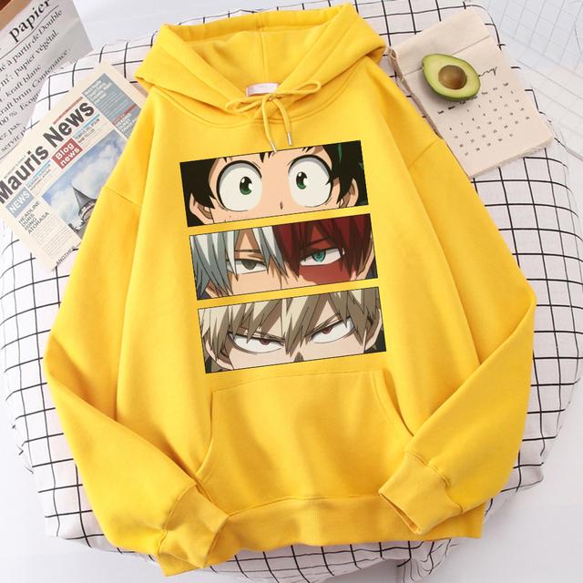 Långärmade damer My Hero Academia huvtröjor damer avslappnade överdimensionerade tröjor Japansk tecknad lös luvtröja