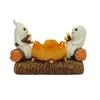 Ghost Candle Holder Resin Cute Two White Ghost Figurine Tabletop Candle Holder Decoration for Holiday Ornament